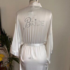 NWT Victoria's Secret I do White Satin Bridal Wrap Kimono Robe Bride Bedazzle